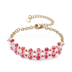 Bracciali di perline di vetro fatti a mano per le donne&nbsp;BJEW-MZ00132-01