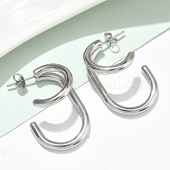 Zweilagige C-förmige Ohrstecker aus Edelstahl 304&nbsp;EJEW-Z098-18P