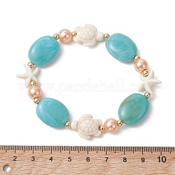 Elastische Armbänder aus synthetischem Türkis&nbsp;BJEW-JB13784