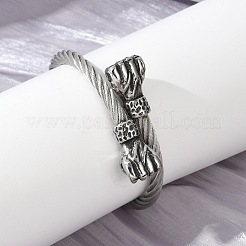 Bracelets en acier inoxydable 304 en forme de corde torsadée pour femmes et hommes&nbsp;BJEW-D304-02AS-01