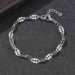 Bracciali da donna con catene a maglie in acciaio inossidabile 304&nbsp;BJEW-D466-08C-P