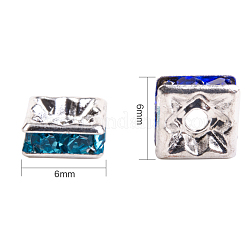 Ottone placcato argento strass distanziatore perline&nbsp;RB-PH0001-14S-NF