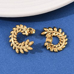 Boucles d'oreilles à tige en forme de feuille en acier inoxydable 304&nbsp;EJEW-I320-07G
