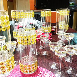 Glitzernde Mesh-Wickelrolle aus Kunststoff in Blumenform&nbsp;DIY-CJC0001-08B