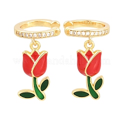Valentinstag-Ohrringe aus Messing mit klaren Zirkonia&nbsp;EJEW-Z164-09G-01