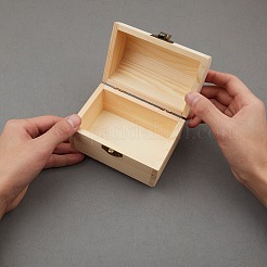 Boîte à bijoux en bois de pin non fini&nbsp;CON-WH0072-11