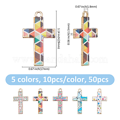 50 pz 5 colori lega stile mosaico pendenti&nbsp;ENAM-FH0001-99
