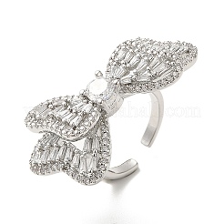 Anillos abiertos de latón con circonita cúbica para mujer&nbsp;RJEW-M169-04P