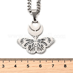 Collares colgantes de acero inoxidable 201 con mariposa hueca para mujer&nbsp;NJEW-M105-08P