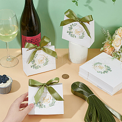 80 Stück Dankeschön-Geschenktüten aus Papier mit Goldprägung und olivgrünem Polyesterband&nbsp;CON-WA0001-05