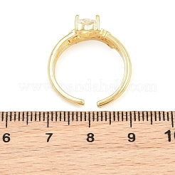 Anillos abiertos tipo brazalete de latón con circonitas cúbicas engastadas para el Día de la Madre&nbsp;CU-CBACDF6-06G-01