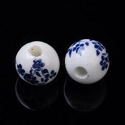 Perles de porcelaine en céramique bleues et blanches&nbsp;X-PORC-Q201-10mm-4