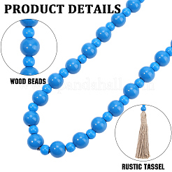 1 pièce de décoration murale ronde en perles de bois naturel&nbsp;HJEW-CN0001-38D