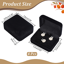 4 scatola regalo in velluto per gemelli con coperchio incernierato e interno nero&nbsp;CON-PH0003-64B
