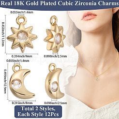 24 Stück 2 Stile Messing Micro Pave Zirkonia Charms&nbsp;KK-BBC0019-03