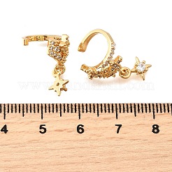 Messing Micro Pave klare Zirkonia Manschette Ohrringe&nbsp;EJEW-F370-28G