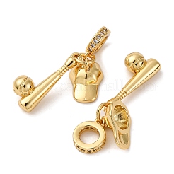 Messing mikro pflastern klare kubik zirkonia europäische baumeln charme&nbsp;KK-P308-45G
