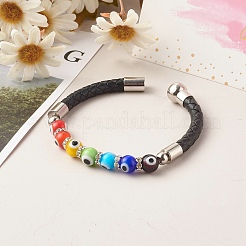 Bracelets de perles faits à la main de perles de chalumeau de mauvais œil&nbsp;BJEW-JB06373