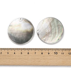 Pendenti a disco in conchiglia nera naturale&nbsp;SSHEL-B002-03B-01
