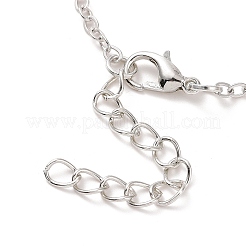 Collier pendentif rond plat en verre avec chaîne en laiton&nbsp;LS-NJEW-A003-01A