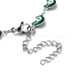 Collana a catena a maglie smaltate con luna e malocchio&nbsp;NJEW-G117-02P