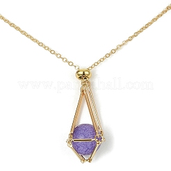 Pochette en macramé en laiton porte-pierre vide pour la fabrication de colliers pendentifs&nbsp;NJEW-TA00112-01