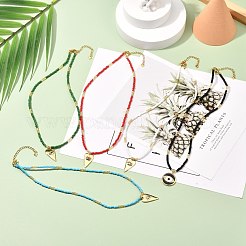 Collana con ciondolo in micro pavé di zirconi cubici in ottone malocchio per donna ragazza&nbsp;NJEW-JN03692