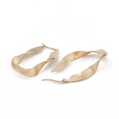 Pendientes de aro ovalados retorcidos de acero inoxidable 201 con pasadores de acero inoxidable 304 para mujer&nbsp;EJEW-B016-20G