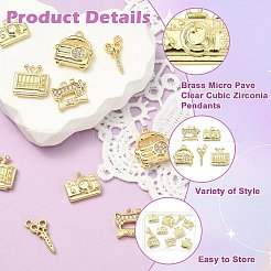 10 Stück 5 Stile Messing Micro Pave klare Zirkonia Anhänger&nbsp;KK-CJ0004-26G