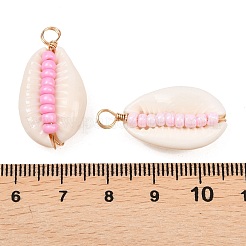 6 Stück 6 Stile Anhänger aus natürlicher Kauri-Muschel und Glasperlen&nbsp;PALLOY-JF02759-02
