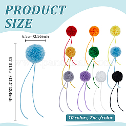 20 Stück 10 Farben DIY Craft Polyester Pom Pom Ball&nbsp;AJEW-BC0009-90