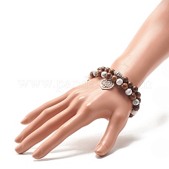 Holz- und Synthetik-Howlith-Perlen-Stretch-Armband-Sets&nbsp;BJEW-JB07738