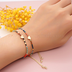 Bracciali con perline a strisce e maglie a forma di cuore in ottone&nbsp;LV4885