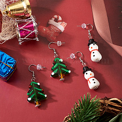 2 Paar 2 Stile Weihnachtsmotiv Glasohrringe&nbsp;EJEW-TA00701