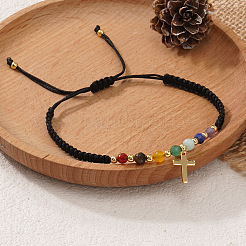 Geflochtene Armbänder mit Messingkreuzanhänger&nbsp;WW9232