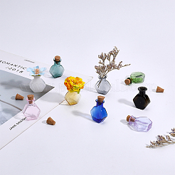 18 Stück 9 Farben Sechseck Puppenhaus Miniatur Glas Kork Flaschen Ornament&nbsp;AJEW-DC0001-11