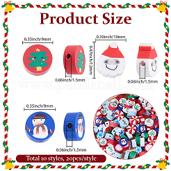 200pcs 10 Arten Weihnachtsthema handgemachte Polymertonperlen&nbsp;CLAY-SC0002-54