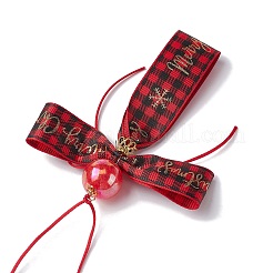 Decorazioni natalizie in poliestere grosgrain con ciondolo a croce&nbsp;HJEW-JM02609-01