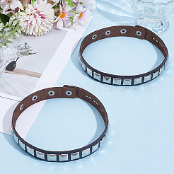2 bracelet de bras en alliage et cuir PU&nbsp;AJEW-CY0002-15B