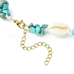 Collier de perles en coquillage naturel et puces turquoise synthétiques pour filles et femmes&nbsp;NJEW-TA00115