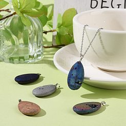 Electroplate natürlichen Druzy Achat Anhänger&nbsp;G-T112-09
