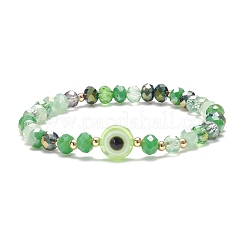 Braccialetto elasticizzato con perline malocchio in vetro e resina per donna&nbsp;BJEW-JB08599
