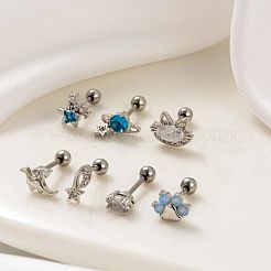Orecchini in acciaio inossidabile 316l con zirconi cubici per cartilagine da donna&nbsp;WGF6ABA-01