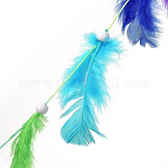 Web/filet tissé en fer sur le thème des chakras avec des décorations de pendentifs en plumes&nbsp;LS-AJEW-B016-03