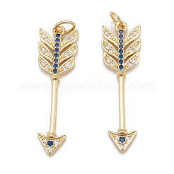Ciondoli in ottone con micro pavé di zirconi blu royal&nbsp;ZIRC-P086-25G