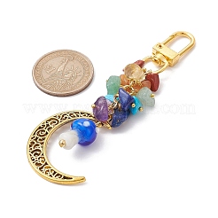 Luna hueca de aleación y decoraciones colgantes de setas de murano&nbsp;HJEW-JM01612-04