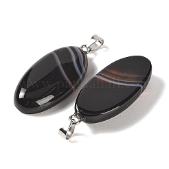 Pendentifs en agate noire rubanée naturelle teinte et chauffée&nbsp;GG-CBACB71-01P-05