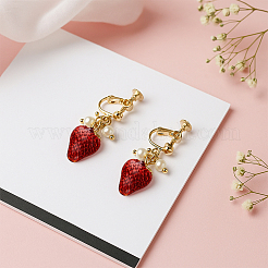 4 Paar 2 Stile Legierung Erdbeere Clip-on Ohrringe & Kette Quaste Ohr Gewinde&nbsp;EJEW-HY0001-10