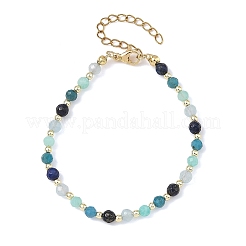 Bracelets ronds à perles facettées en amazonite naturelle&nbsp;BJEW-JB14142