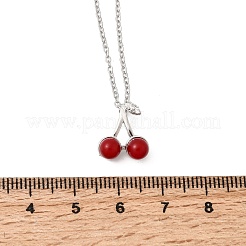 Pendentif cerise rouge en laiton serti de micro-pavés de zirconiums cubiques transparents et de résine&nbsp;NJEW-H092-06P